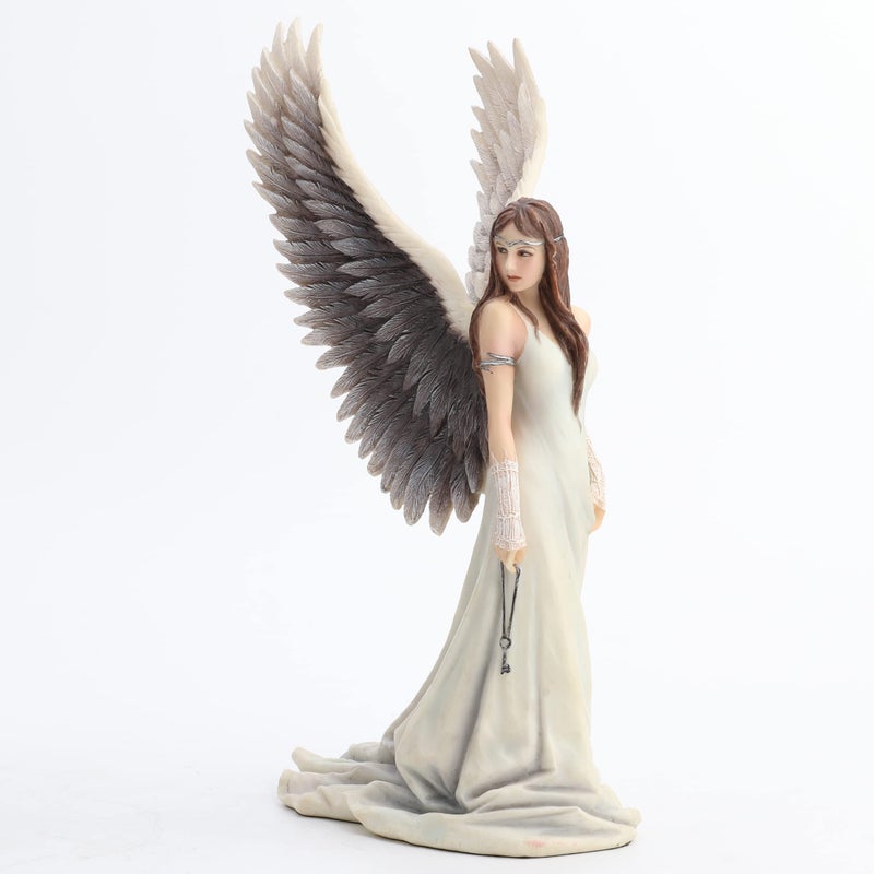 US 9.5 Inch Spirit Guide Fairy Decorative Statue Figurine, White and Gray - Image 3